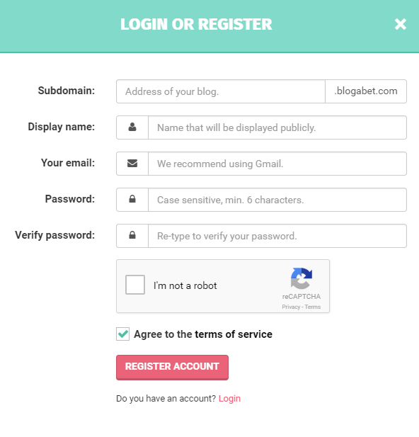 a picture of our sign up form